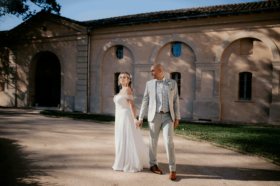 First look pour les jeunes mariés au Château L'Orangerie des Demoiselles